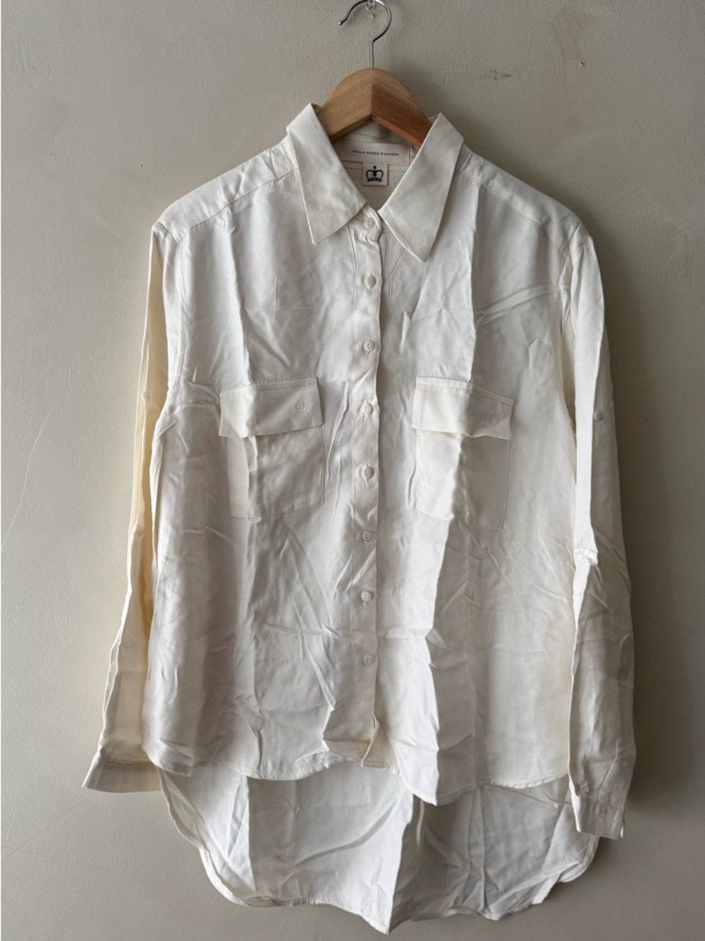 Paula Cahen D’anvers Casual Cream Button-Down Shirt with Chest Pocketse 3